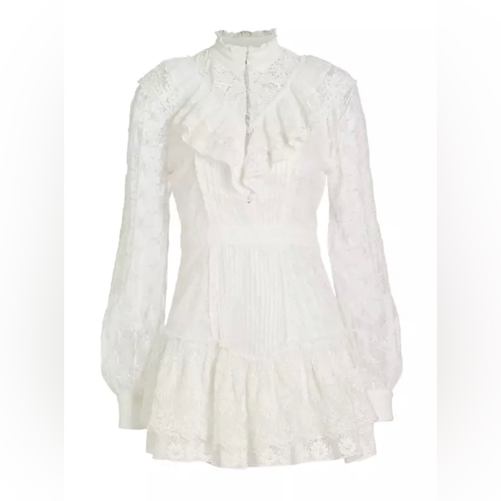 LoveShackFancy Trisha Lace Mini Dress